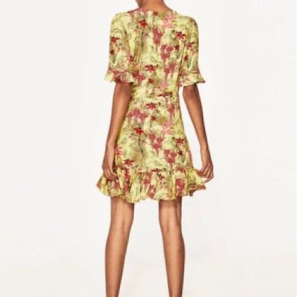 ZARA Floral Blogger CottageCore Festival Boho Feminine Summer Wrap Flowy Dress S - Picture 13 of 15
